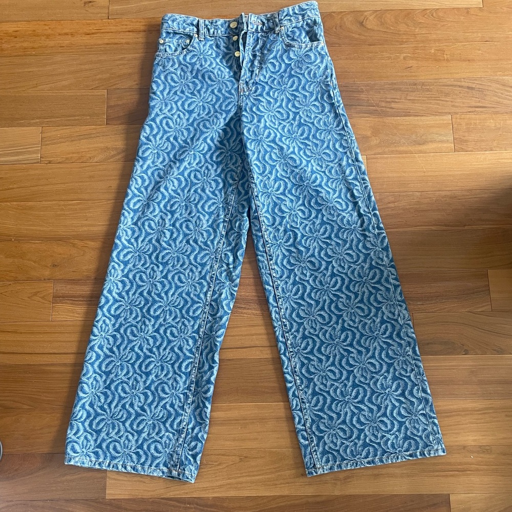 Ganni Jacquard Denim Wide Pants. Size 24. Never worn.